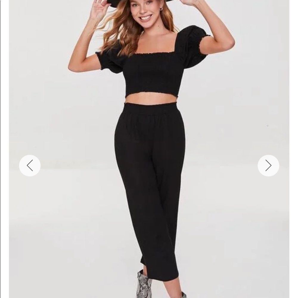 Forever21 Smocked Crop Top and Gaucho Pants Set-NWT!